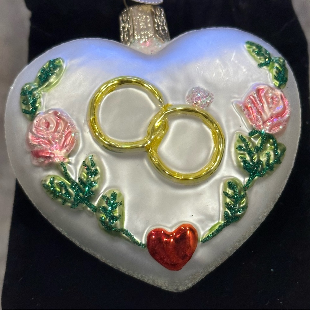 Vintage Old World Christmas mouth blown glass wedding ornament